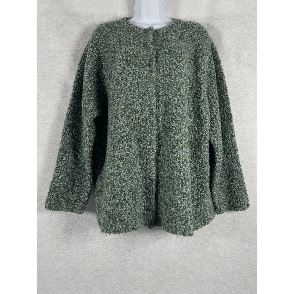 Vintage Talbots Sweater Women's 3X Green Cardigan Long Sleeve Chunky Knit Cozy